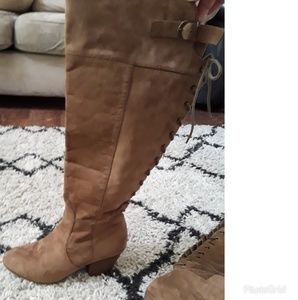 Over the knee suede lace up boots